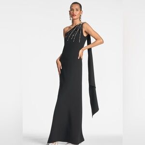 Sachin & Babi Leslie Gown one shoulder dress Black size 6 MSRP 850$